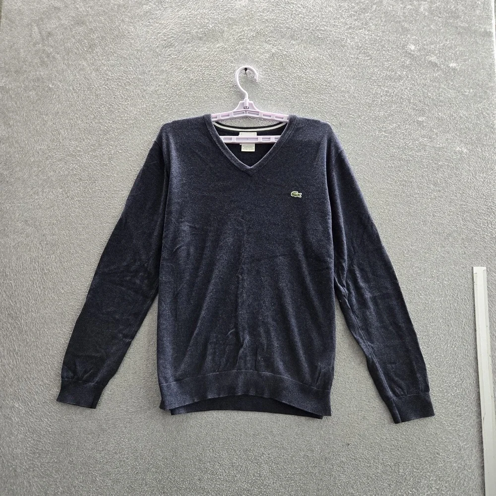 Lacoste Men Sweater 6 Navy Embroidered Crocodile Logo Preppy Old Money